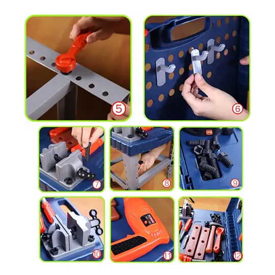 Mesa De Herramientas Infantil, C Taladro Que Gira De Verdad