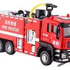 Carro Bombero  Metálico  1:50, Con Sonidos Y Lanza Agua Blanco