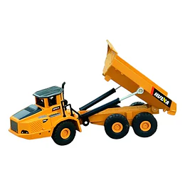 Camion Tolva Articulado Full Metal, Huina Escala 1:50 Amarillo
