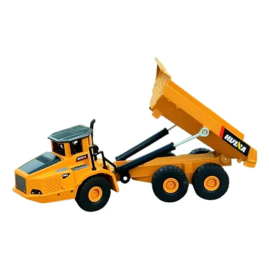 Camion Tolva Articulado Full Metal, Huina Escala 1:50 Amarillo