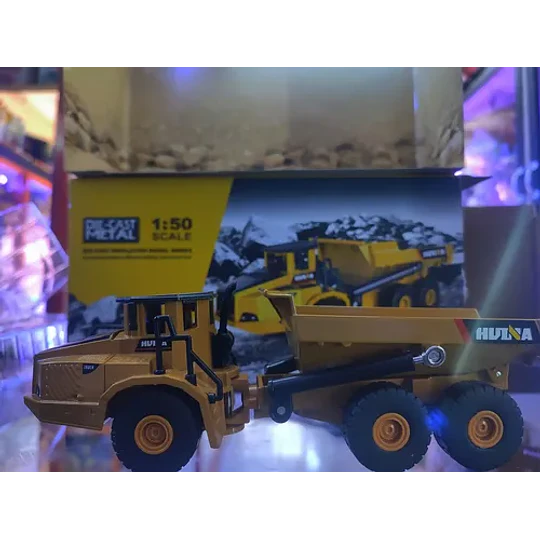Camion Tolva Articulado Full Metal, Huina Escala 1:50 Amarillo