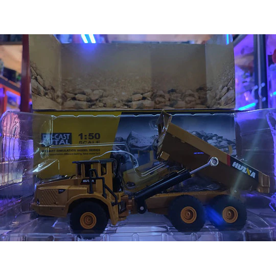 Camion Tolva Articulado Full Metal, Huina Escala 1:50 Amarillo