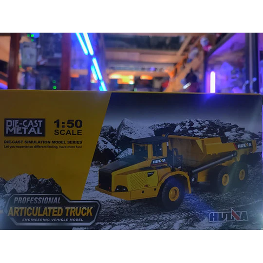 Camion Tolva Articulado Full Metal, Huina Escala 1:50 Amarillo