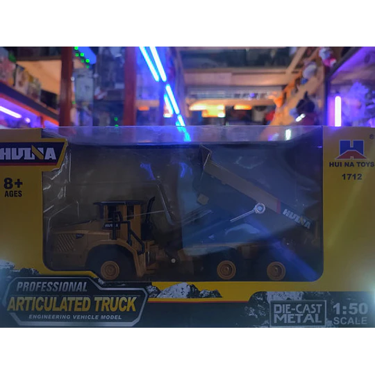 Camion Tolva Articulado Full Metal, Huina Escala 1:50 Amarillo