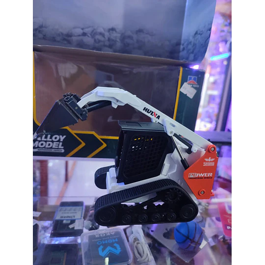 Mini Cargador Oruga Con Garra, Escala 1:50 Full Metal, Huina Blanco