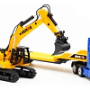 Camion Cama Baja Con Excavadora Escala 1:50 Full Metal