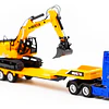 Camion Cama Baja Con Excavadora Escala 1:50 Full Metal
