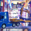 Camion Cama Baja Con Excavadora Escala 1:50 Full Metal