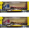 Camion Americano De Transporte Cama Baja, Full Metal 1:50 Camion Transporte Rojo Con Amarillo