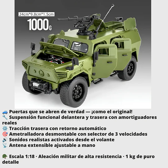 Vehículo Militar Dongfeng 1:18 Metal 1kg - Sonido Y Luces