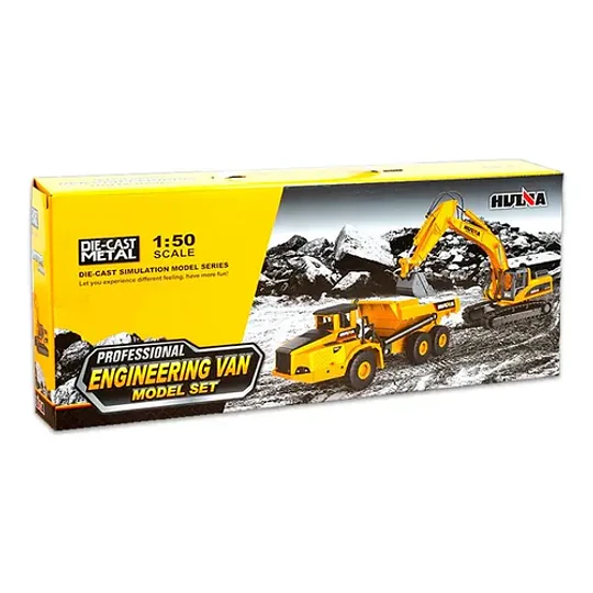 Pack Excavadora Mas Camion Lagarto Huina 1611, Full Metal