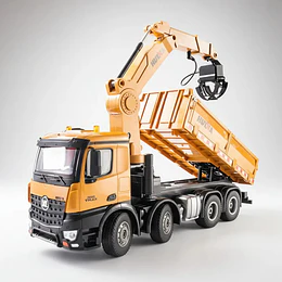 Camion Grua Huina 1538 Escala 1:14 Control Remoto Rc Madera Amarillo