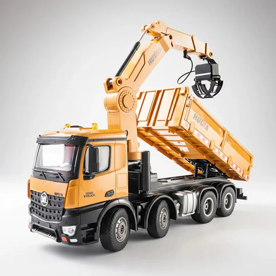 Camion Grua Huina 1538 Escala 1:14 Control Remoto Rc Madera Amarillo