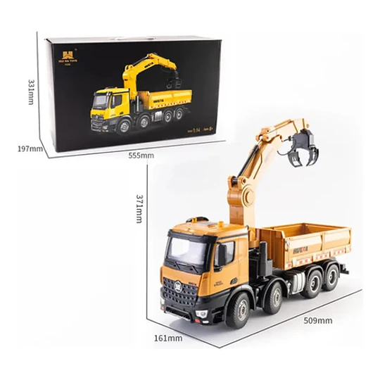 Camion Grua Huina 1538 Escala 1:14 Control Remoto Rc Madera Amarillo