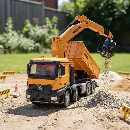 Camion Grua Huina 1538 Escala 1:14 Control Remoto Rc Madera Amarillo