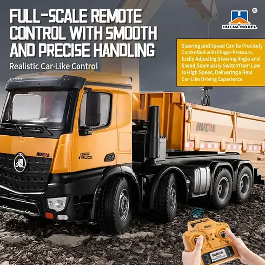 Camion Grua Huina 1538 Escala 1:14 Control Remoto Rc Madera Amarillo