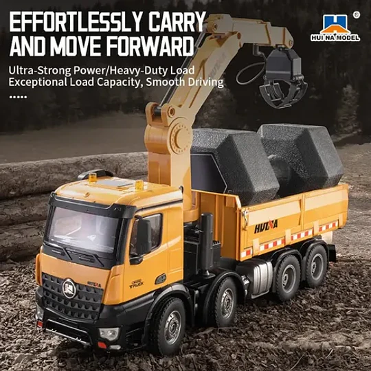 Camion Grua Huina 1538 Escala 1:14 Control Remoto Rc Madera Amarillo