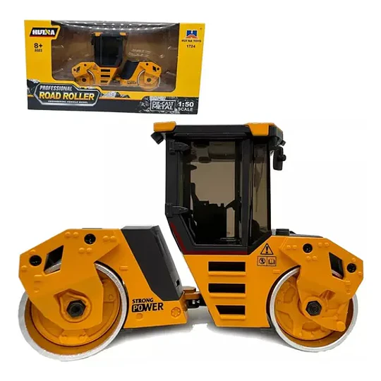 Rodillo Compresor En Miniatura De Metal Huina 1724, 1:50 Amarillo