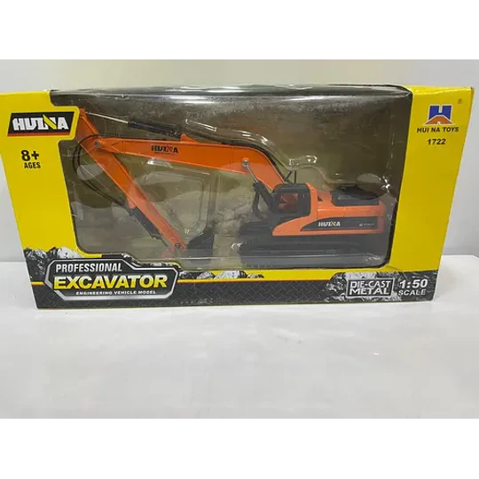 Excavadora, Escala 1/50, Huina, 27cms De Largo Color Naranja