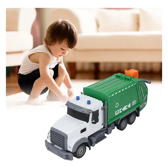 Camion De Basura A Escala 1:24, Rc, Bateria Recargable Verde