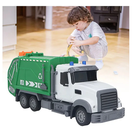 Camion De Basura A Escala 1:24, Rc, Bateria Recargable Verde