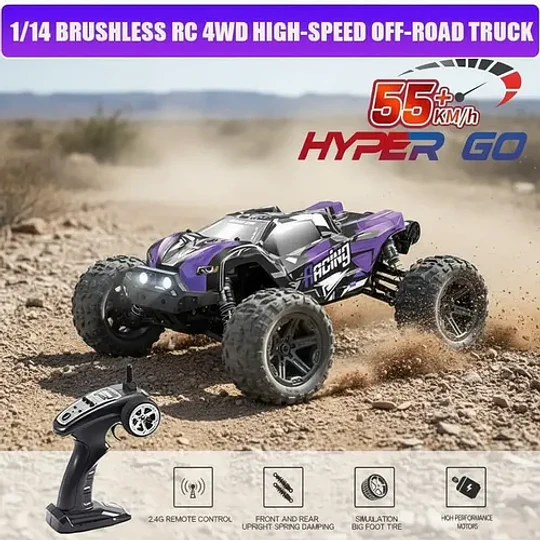 1:14 Rc Auto De Alta Velocidad (55km/h) Bateria Recargable Violeta Oscuro