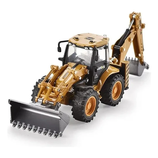 Retroexcavadora De Tractor Huina De Aleación Miniatura De Metal 1:50 Amarillo
