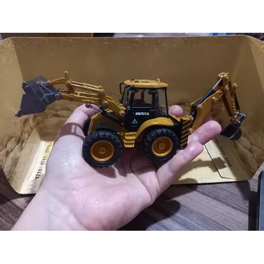 Retroexcavadora De Tractor Huina De Aleación Miniatura De Metal 1:50 Amarillo
