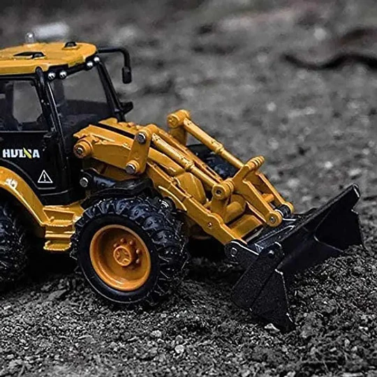 Retroexcavadora De Tractor Huina De Aleación Miniatura De Metal 1:50 Amarillo