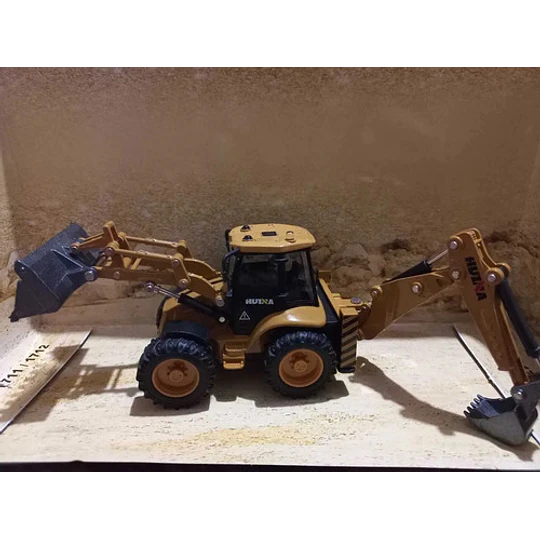 Retroexcavadora De Tractor Huina De Aleación Miniatura De Metal 1:50 Amarillo