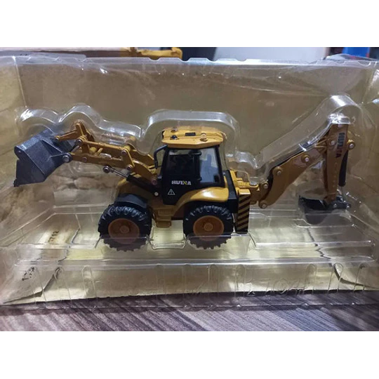 Retroexcavadora De Tractor Huina De Aleación Miniatura De Metal 1:50 Amarillo