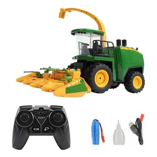 Tractor Agrícola Cosechadora Verde Zun Toys Batería Recargable Y Control 1:24 Cosechadora De Ensilaje