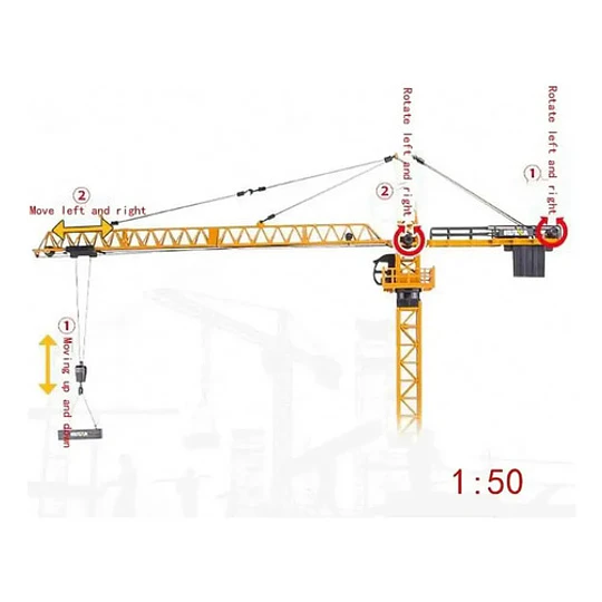 Huina 1740 Grua Pluma/torre A Escala 1:50 Amarillo Y Negro