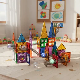 Set 101 Piezas Pista Bolitas Magnéticos 3d, Con Luces