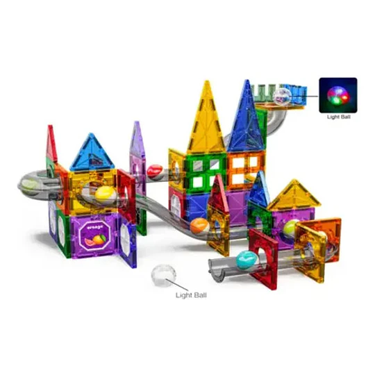 Set 101 Piezas Pista Bolitas Magnéticos 3d, Con Luces