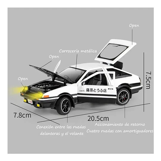 Toyota Trueno Ae86 Inicial D Escala 1:24, Full Metal, Sonido
