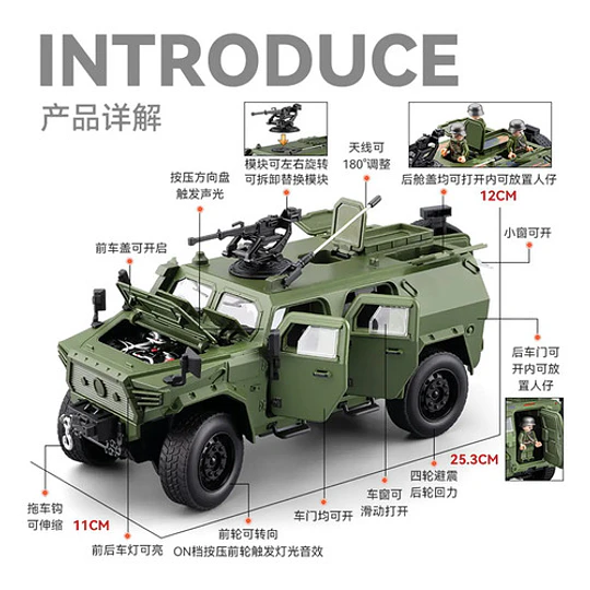 Vehículo Militar Dongfeng 1:18 Metal 1kg - Sonido Y Luces Pr