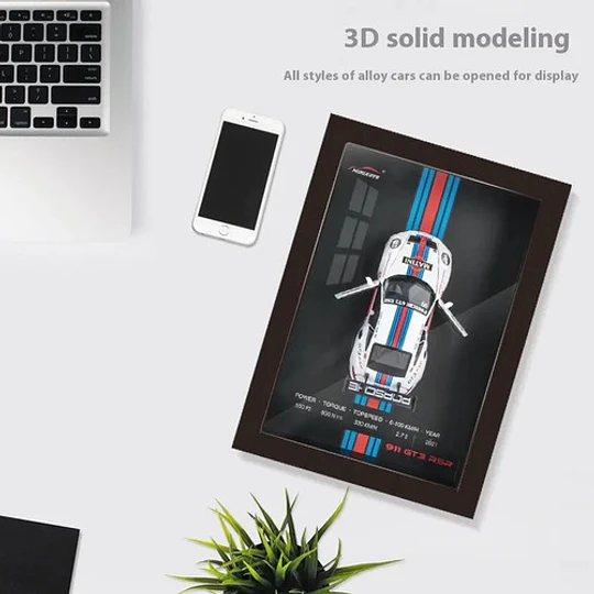 Cuadro Decorativo 3d Con Auto Deportivo Escala 1:32 Verde