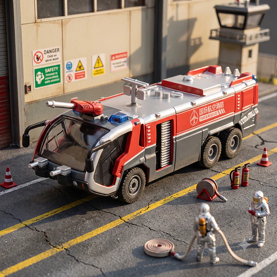 Modelo metálico a escala 1:50 con luces de camión de bomberos estilo manguera