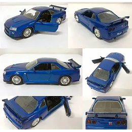 RAPIDO Y FURIOSO 2002 Nissan Skyline GTR R34-BLUE 1:32 JADA