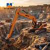 Huina 1722: Excavadora de Brazo Largo (Long Reach) Metálica - Escala 1:50 Die-Cast