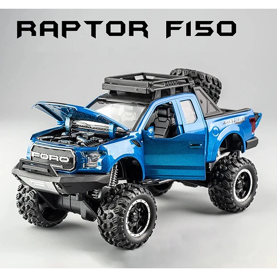 Camioneta Ford F-150 Raptor Escala 1:32 Metálica con Luz y Sonido