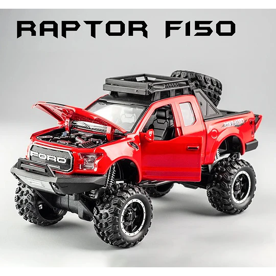 Camioneta Ford F-150 Raptor Escala 1:32 Metálica con Luz y Sonido