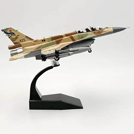 Avión F-16I Sufa Camuflaje Escala 1:72 Metálico con Base