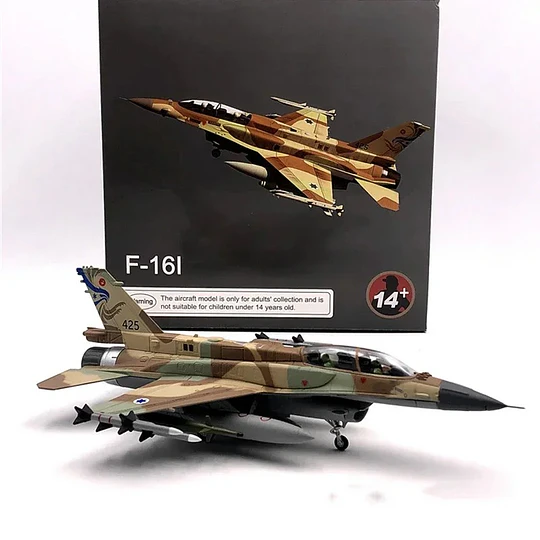 Avión F-16I Sufa Camuflaje Escala 1:72 Metálico con Base