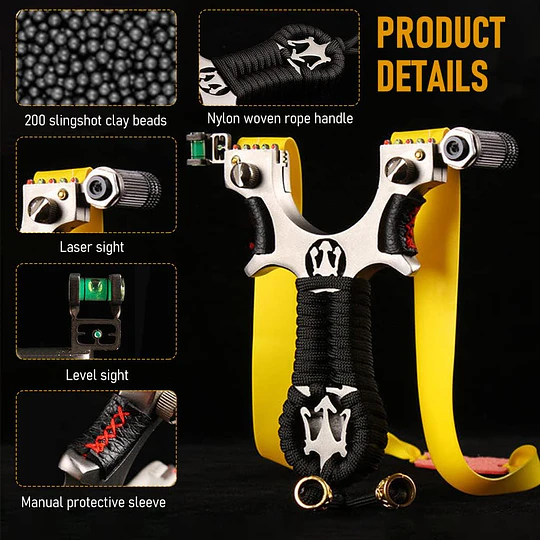 Resortera Profesional, Slingshot de Caza para Adultos, Catapulta de Tirachinas de Alta Precisión de Aleación Premium con mira