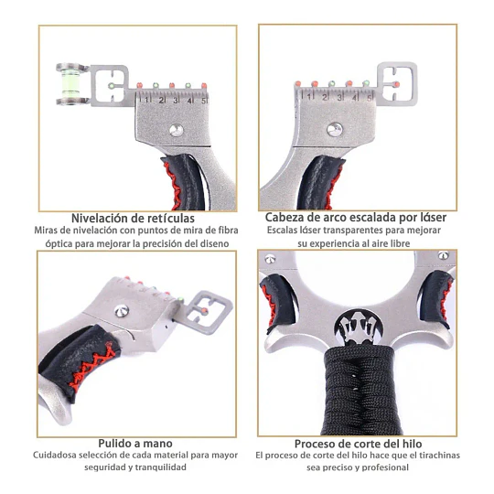 Resortera Profesional, Slingshot de Caza para Adultos, Catapulta de Tirachinas de Alta Precisión de Aleación Premium con mira