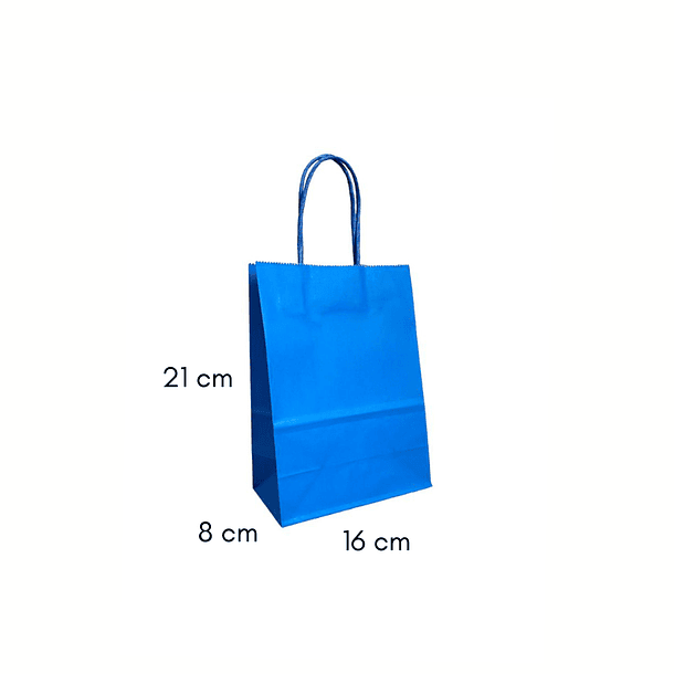 BOLSA DE PAPEL AZUL 16X21X8 - PACK 25 UN