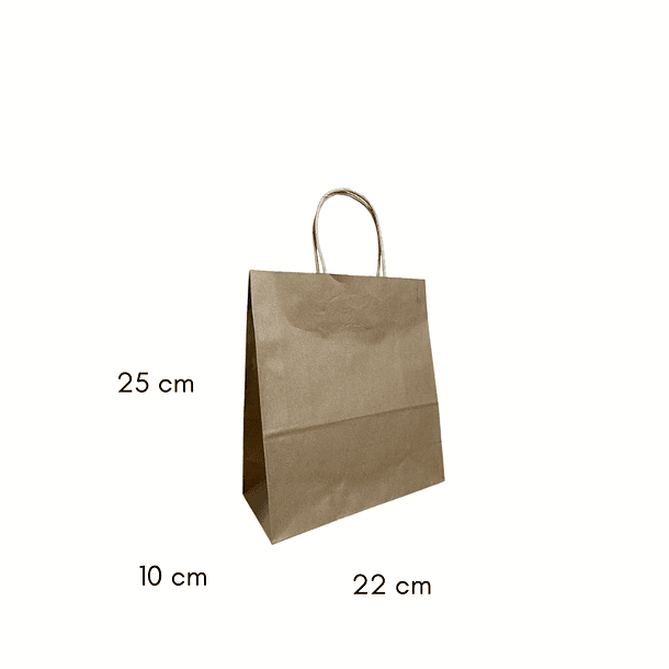 BOLSA DE PAPEL KRAFT 22X25X10 - PACK 25 UN