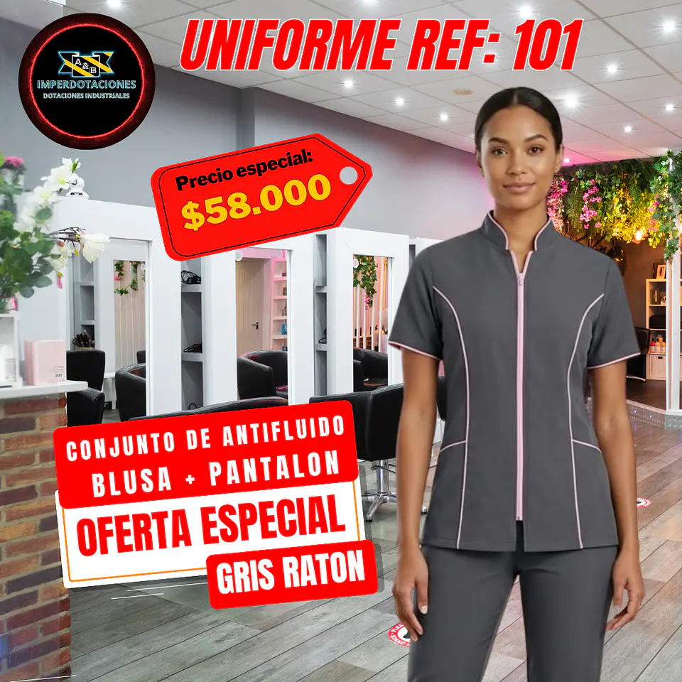 Uniforme Antifluido Cremallera y Franja Ref: 101 1